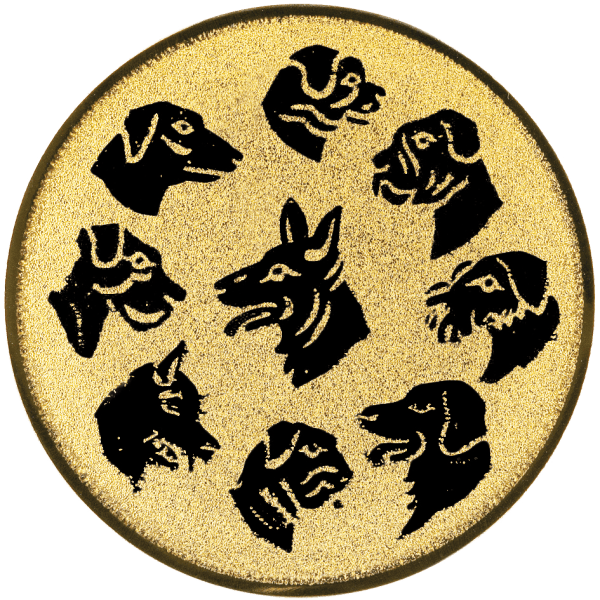 Emblemat Psy złoty | aluminium 25mm