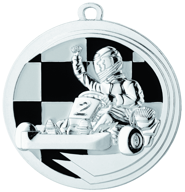 Medal Go-Kart srebrny trójwymiarowy | średnica 50mm