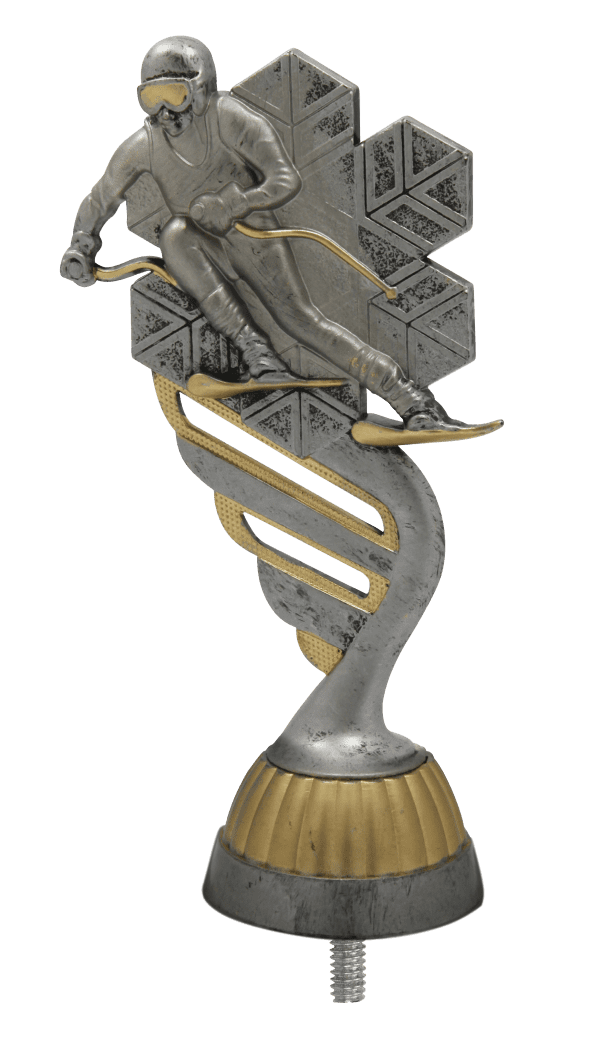 Figurka Narciarz Antyczne Srebro/Złoto | wysokość 130mm