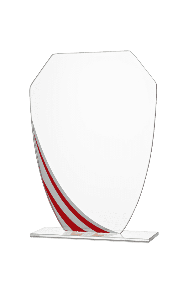 Szklane Trofeum Czerwone z Lustrzanym Detalem