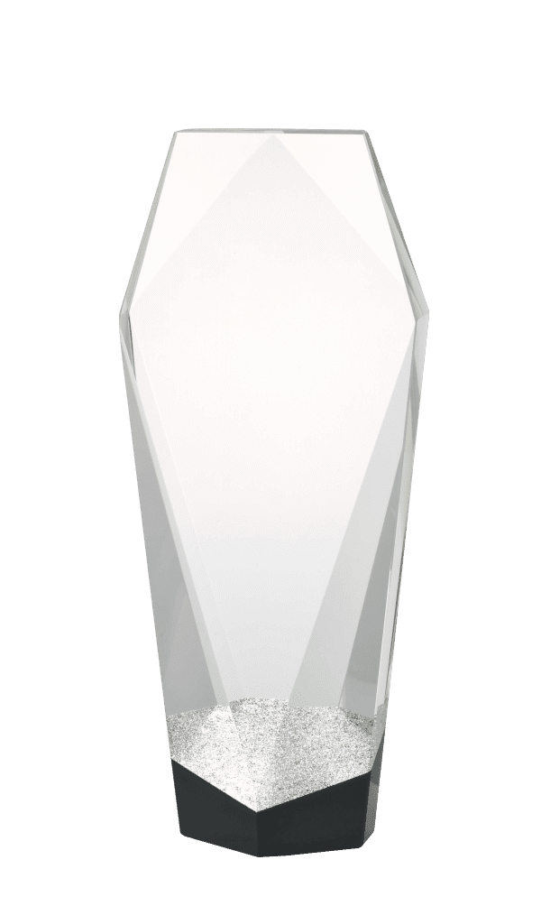 Szklane Trofeum Kryształowe Srebrne w Pudełku | wysokość 235mm